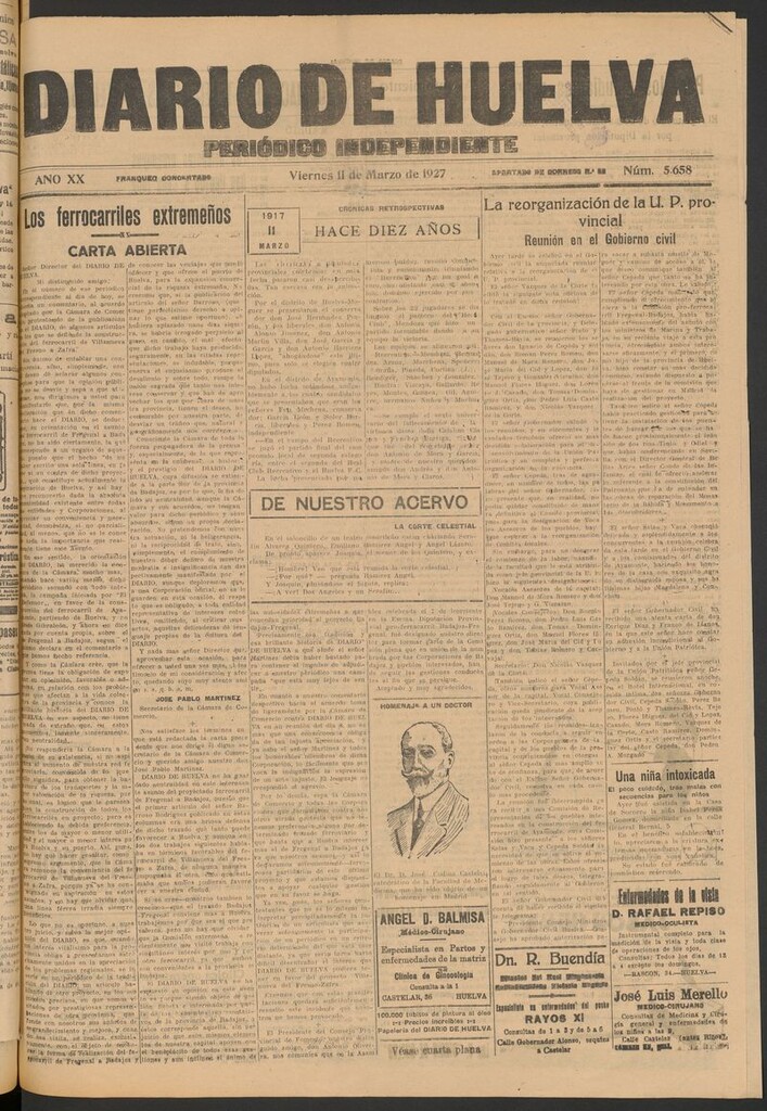 Miniatura de Diario de Huelva : periódico independiente del 11 de marzo de 1927