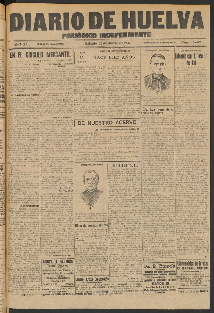 Miniatura de Diario de Huelva : periódico independiente del 12 de marzo de 1927