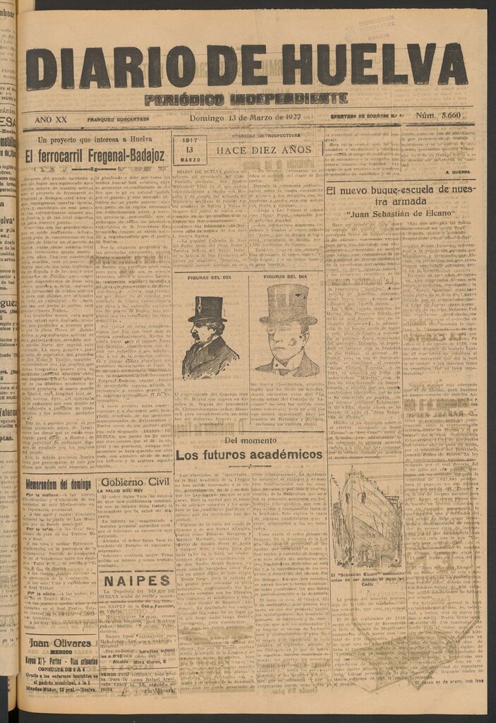 Miniatura de Diario de Huelva : periódico independiente del 13 de marzo de 1927