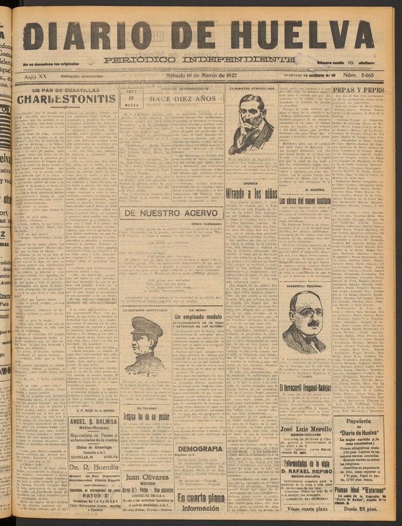 Miniatura de Diario de Huelva : periódico independiente del 19 de marzo de 1927