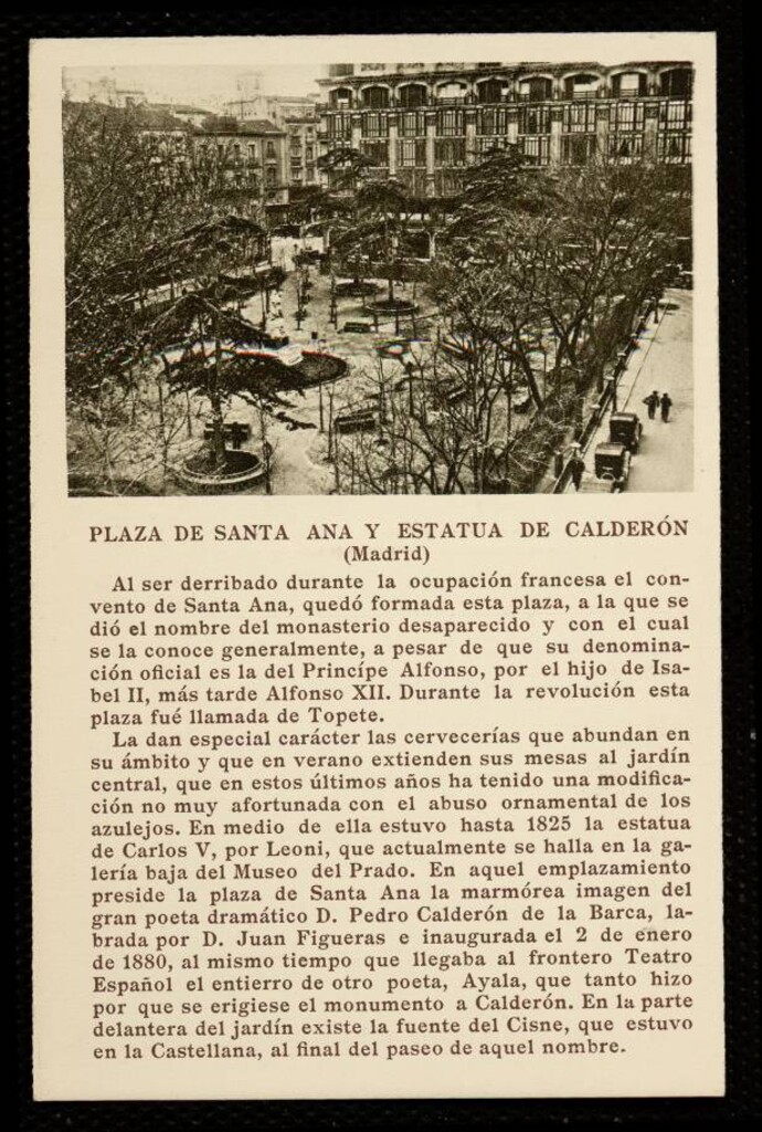 Miniatura de Plaza de Santa Ana y estatua de Calderón
