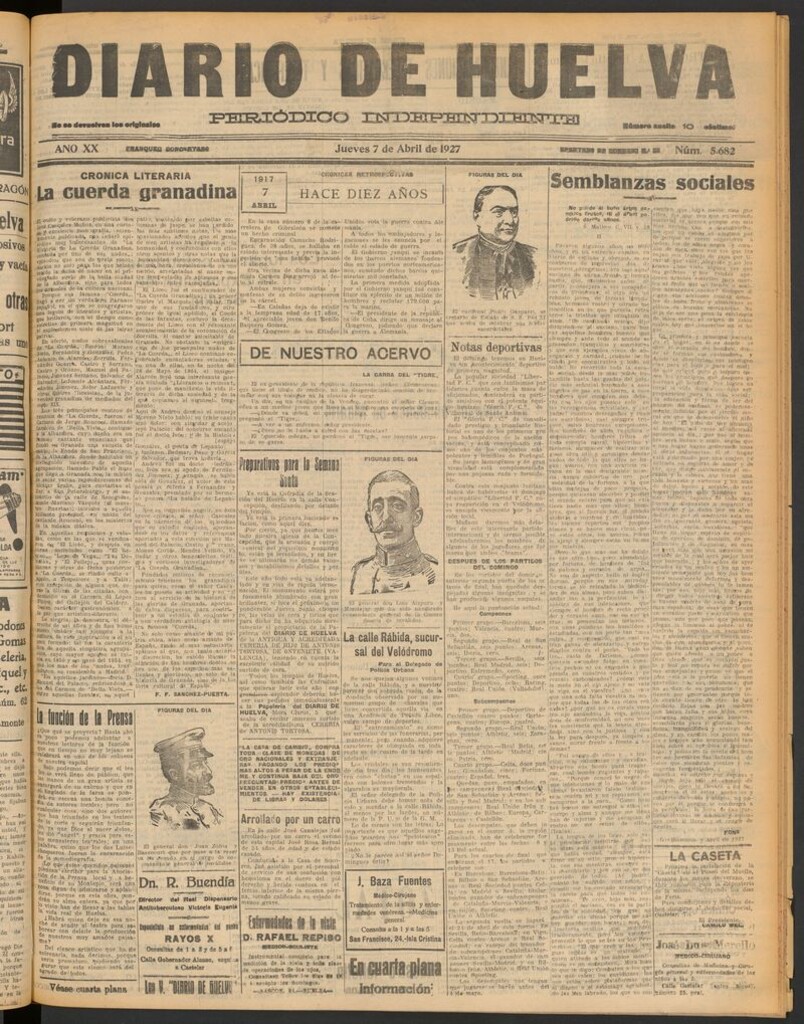 Miniatura de Diario de Huelva : periódico independiente del 7 de abril de 1927