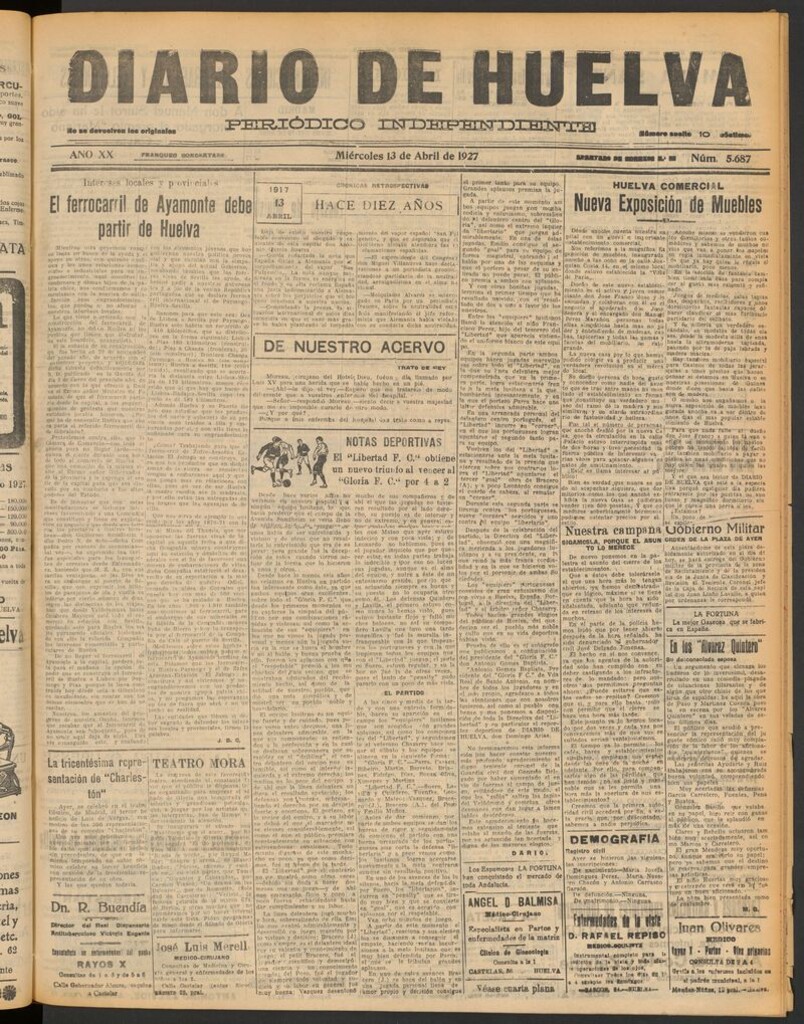 Miniatura de Diario de Huelva : periódico independiente del 13 de abril de 1927