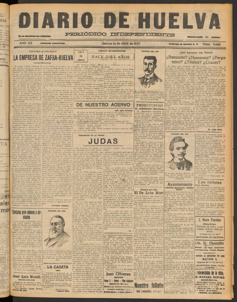 Miniatura de Diario de Huelva : periódico independiente del 14 de abril de 1927