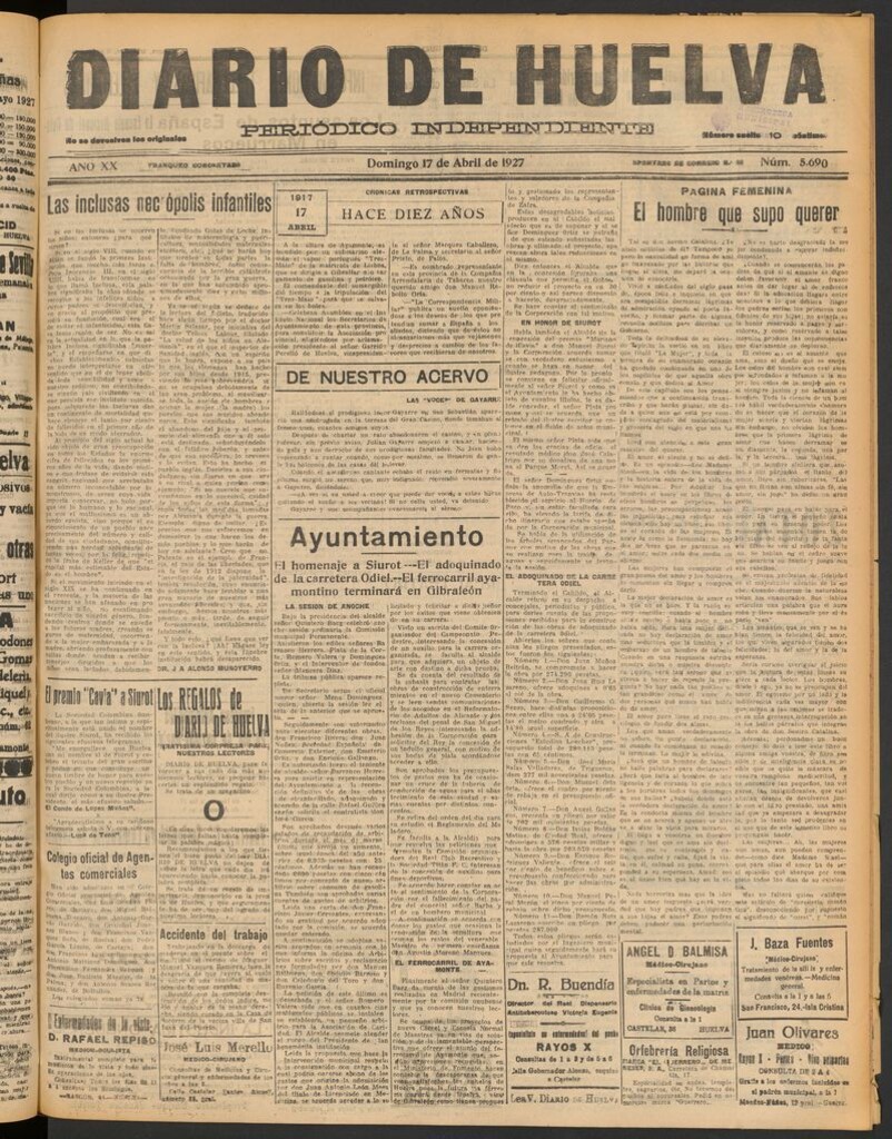 Miniatura de Diario de Huelva : periódico independiente del 17 de abril de 1927