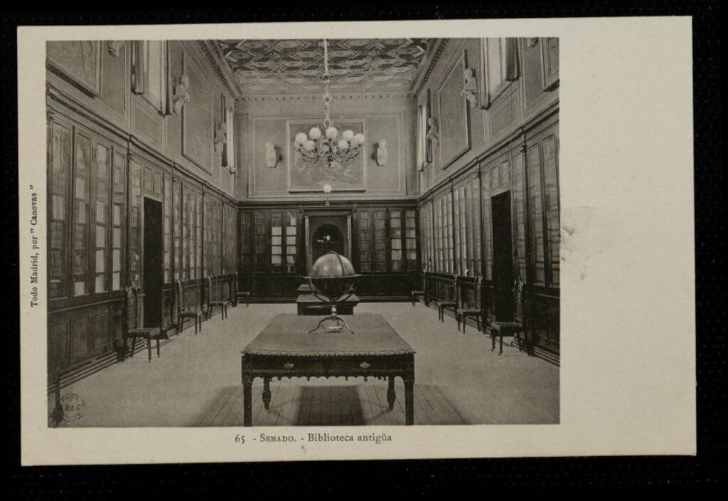 Miniatura de Senado. Biblioteca antigua