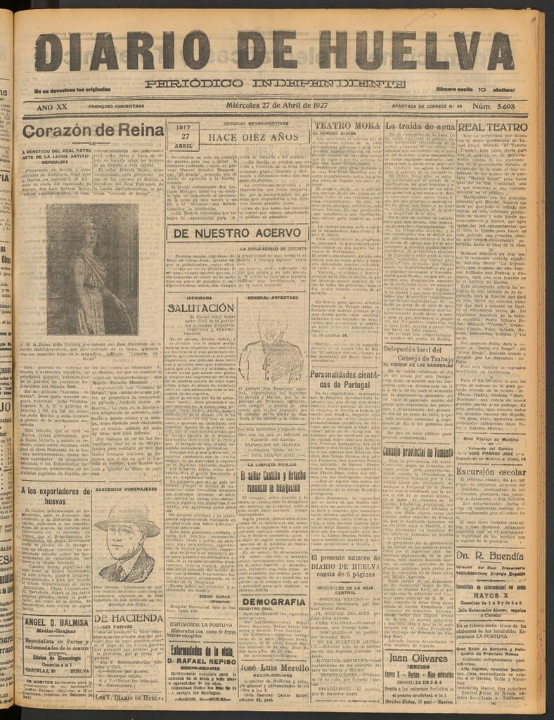 Miniatura de Diario de Huelva : periódico independiente del 27 de abril de 1927