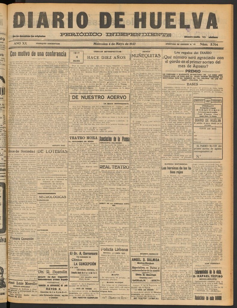 Miniatura de Diario de Huelva : periódico independiente del 4 de mayo de 1927