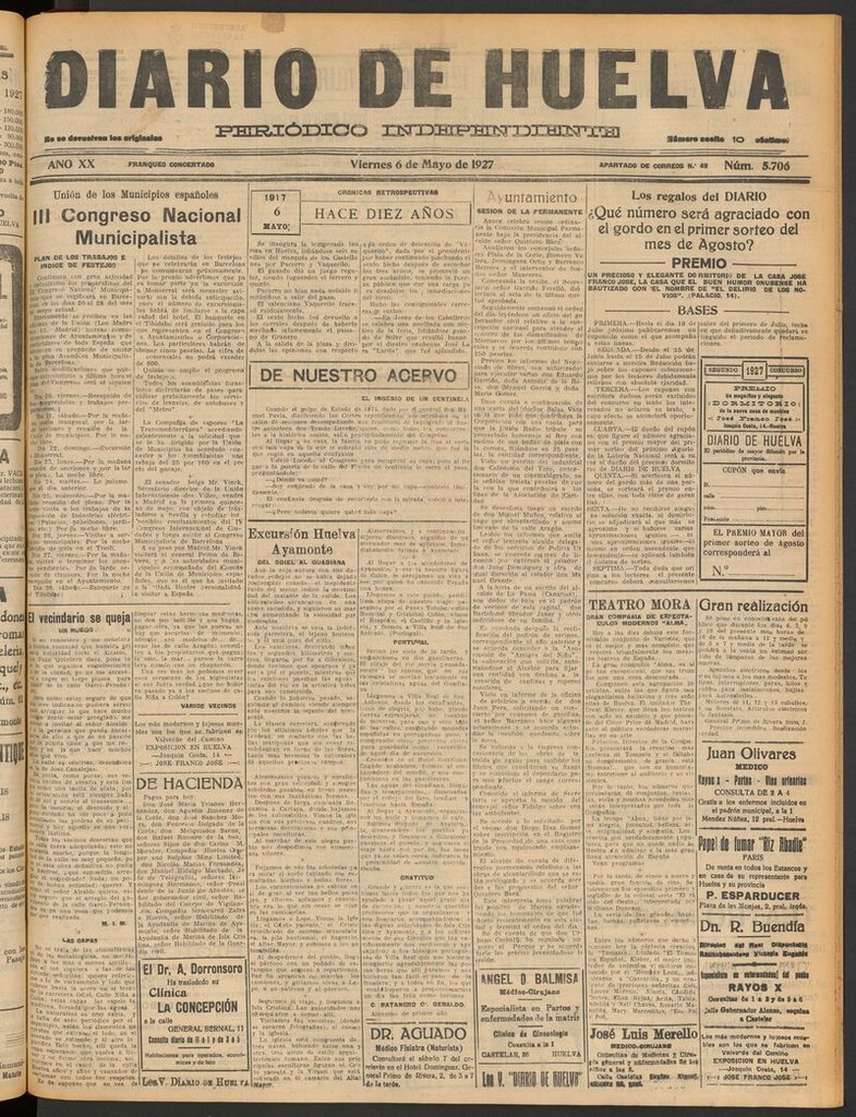 Miniatura de Diario de Huelva : periódico independiente del 6 de mayo de 1927