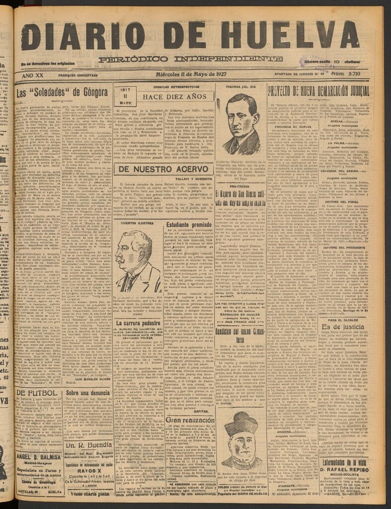 Miniatura de Diario de Huelva : periódico independiente del 11 de mayo de 1927