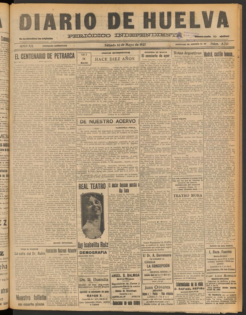 Miniatura de Diario de Huelva : periódico independiente del 14 de mayo de 1927