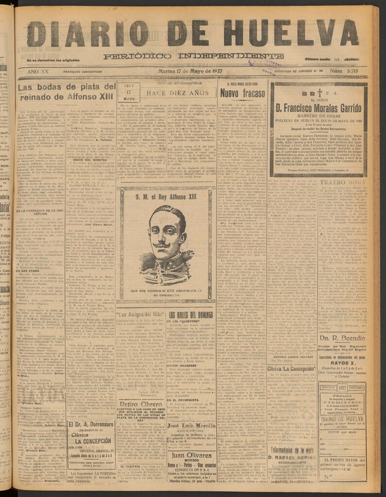 Miniatura de Diario de Huelva : periódico independiente del 17 de mayo de 1927