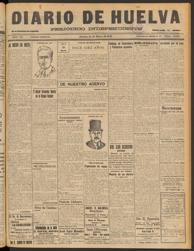 Miniatura de Diario de Huelva : periódico independiente del 26 de mayo de 1927
