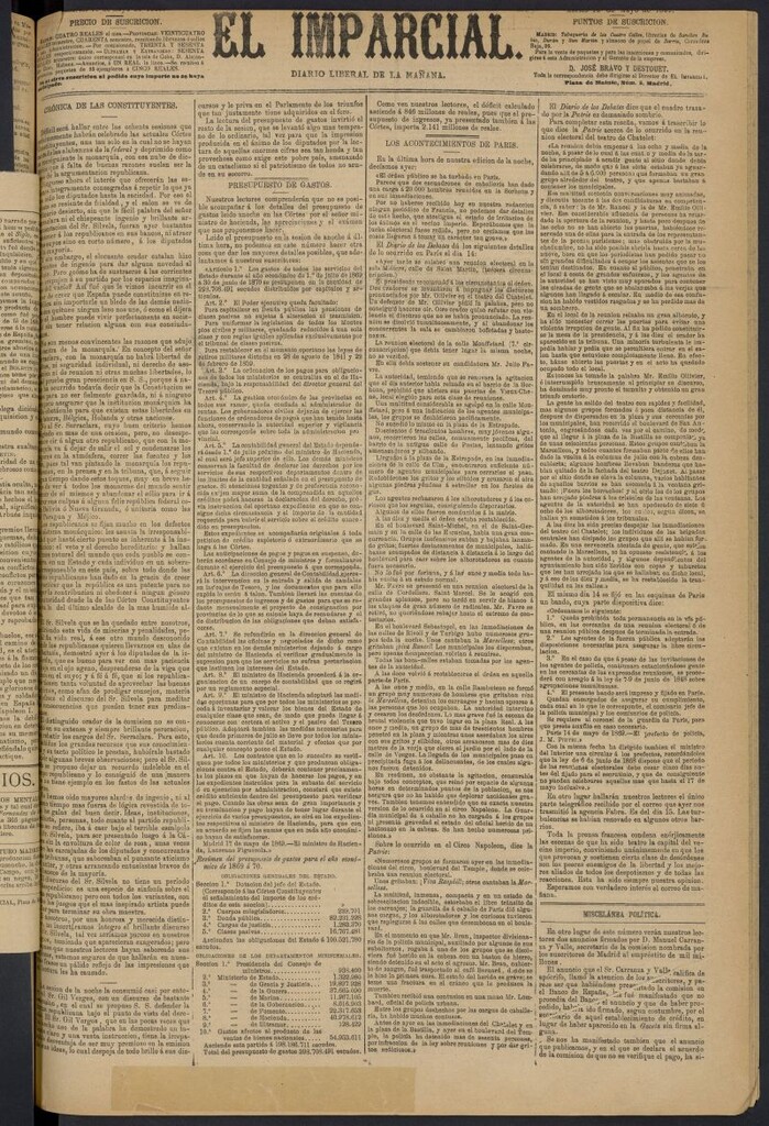 Miniatura de Diario El Imparcial del 18 de mayo de 1869