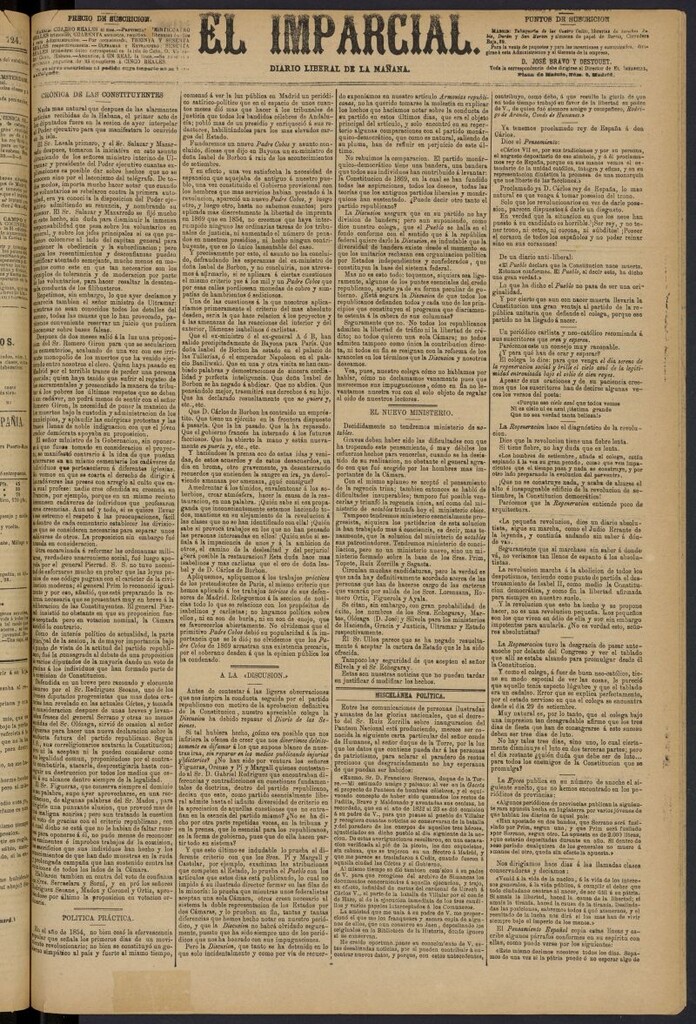 Miniatura de Diario El Imparcial del 5 de junio de 1869