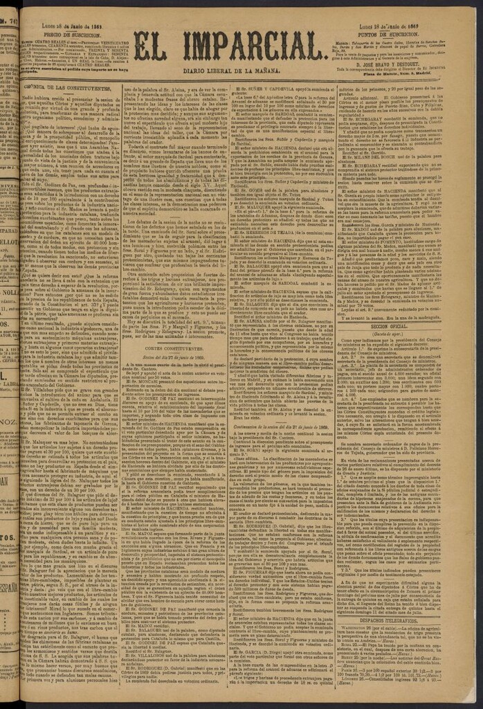Miniatura de Diario El Imparcial del 28 de junio de 1869