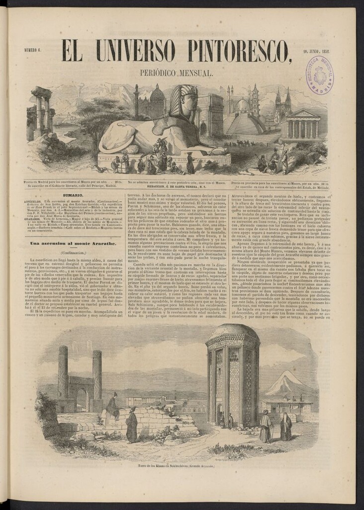 Miniatura de El Universo Pintoresco del 10 de junio de de 1852, nº 6