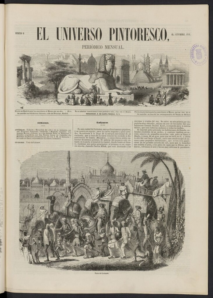 Miniatura de El Universo Pintoresco del 10 de septiembre de 1852, nº 9