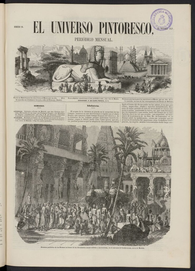 Miniatura de El Universo Pintoresco del 10 de octubre de 1852, nº 10