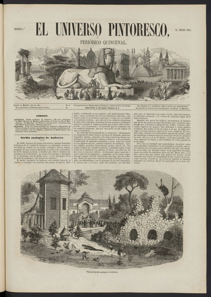 Miniatura de El Universo Pintoresco del 15 de enero de 1853, nº 1 [sic]