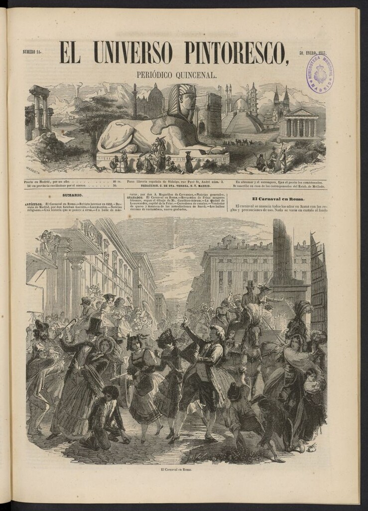 Miniatura de El Universo Pintoresco del 30 de enero de 1853, nº 14