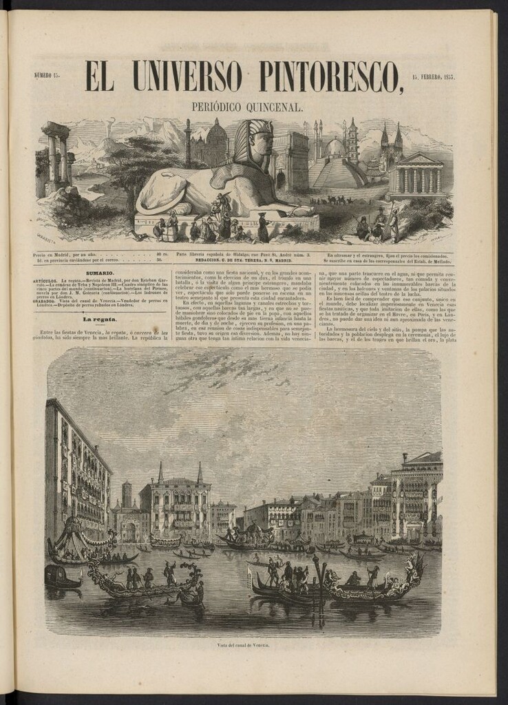 Miniatura de El Universo Pintoresco del 15 de febrero de 1853, nº 15