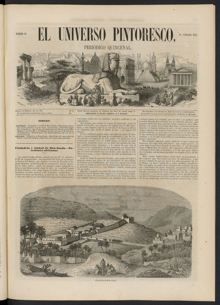 Miniatura de El Universo Pintoresco del 28 de febrero de 1853, nº 16