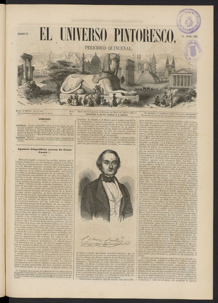 Miniatura de El Universo Pintoresco del 15 de junio de 1853, nº 23