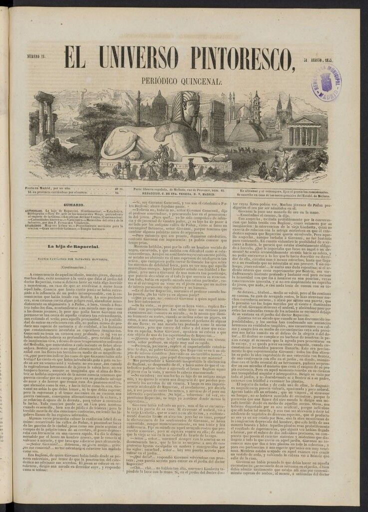 Miniatura de El Universo Pintoresco del 31 de agosto de 1853, nº 28