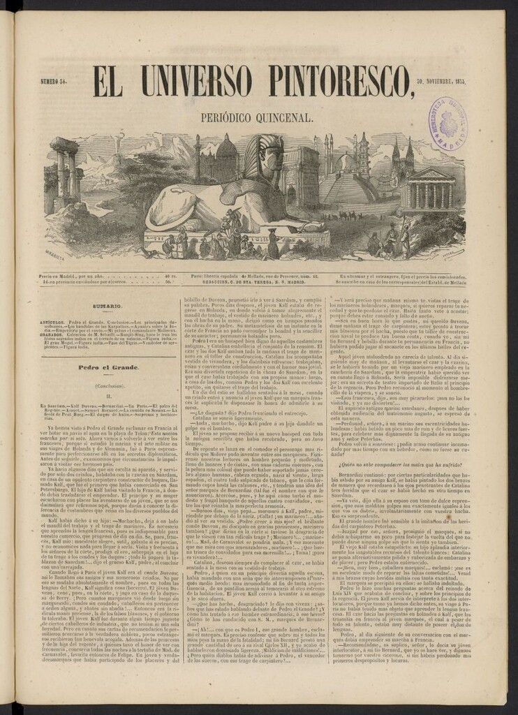 Miniatura de El Universo Pintoresco del 30 de noviembre de 1853, nº 34