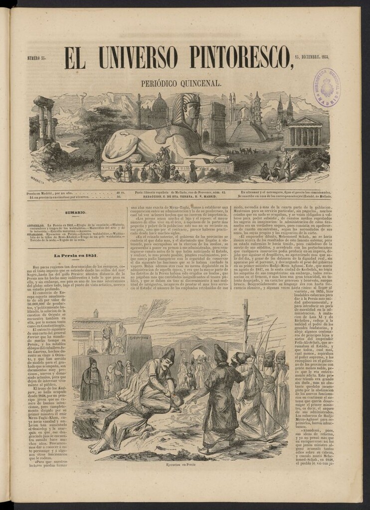Miniatura de El Universo Pintoresco del 15 de diciembre de 1853, nº 35