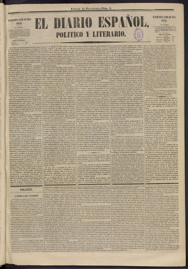 Miniatura de El Diario Español Político y Literario del 4 de junio de 1852, nº 4