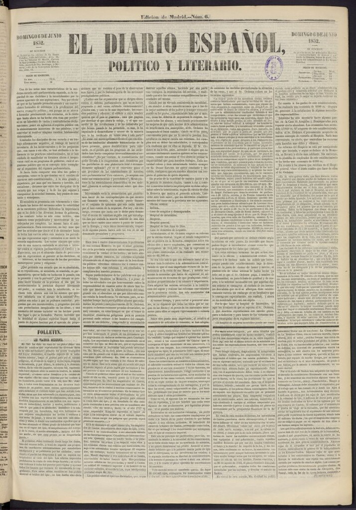 Miniatura de El Diario Español Político y Literario del 6 de junio de 1852, nº 6