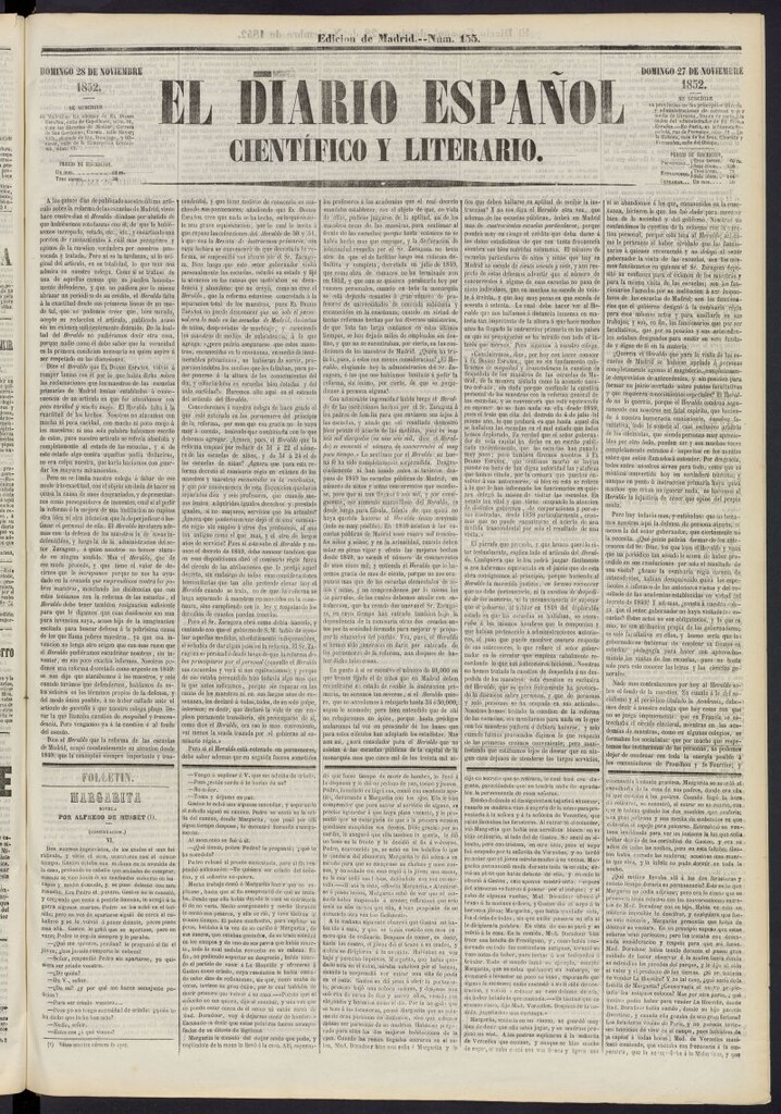 Miniatura de El Diario Español Político y Literario del 28 de noviembre de 1852, nº 155