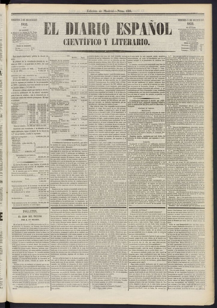 Miniatura de El Diario Español Político y Literario del 3 de diciembre de 1852, nº 159