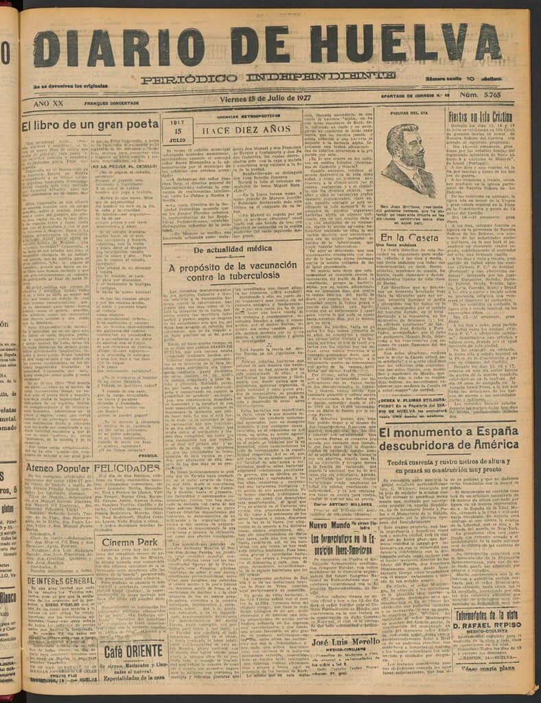 Miniatura de Diario de Huelva : periódico independiente del 15 de julio de 1927