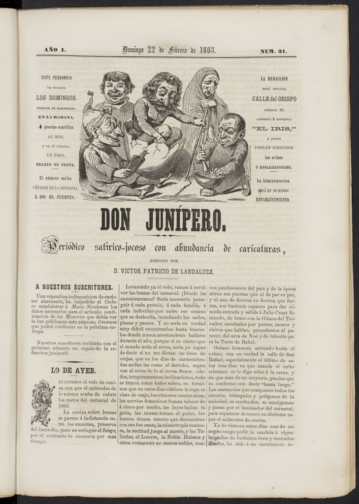 Miniatura de Don Junípero del 22 de febrero de 1863, nº 21