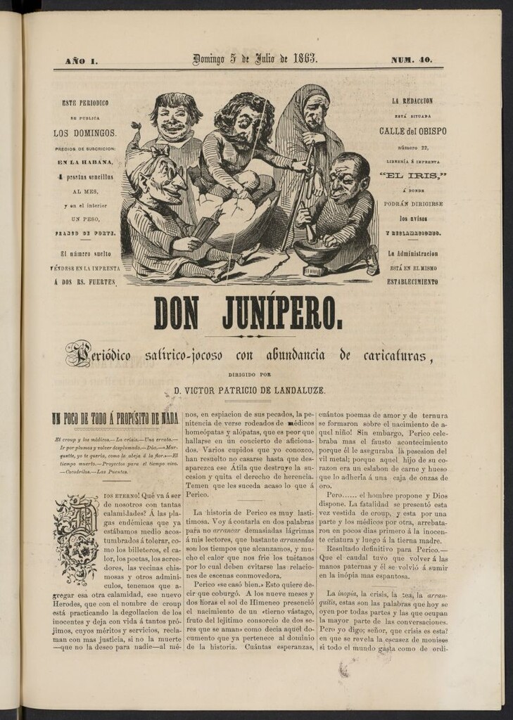 Miniatura de Don Junípero: periódico satírico jocoso con abundancia de caricaturas del 5 de julio de 1863, nº 40