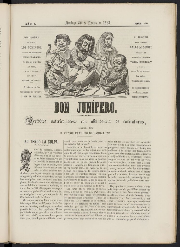 Miniatura de Don Junípero del 30 de agosto de 1863, nº 48