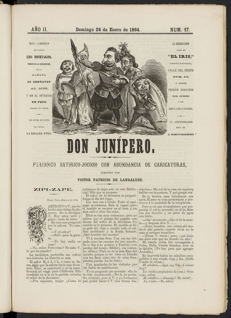 Miniatura de Don Junípero: periódico satírico jocoso con abundancia de caricaturas del 24 de enero de 1864, nº 17