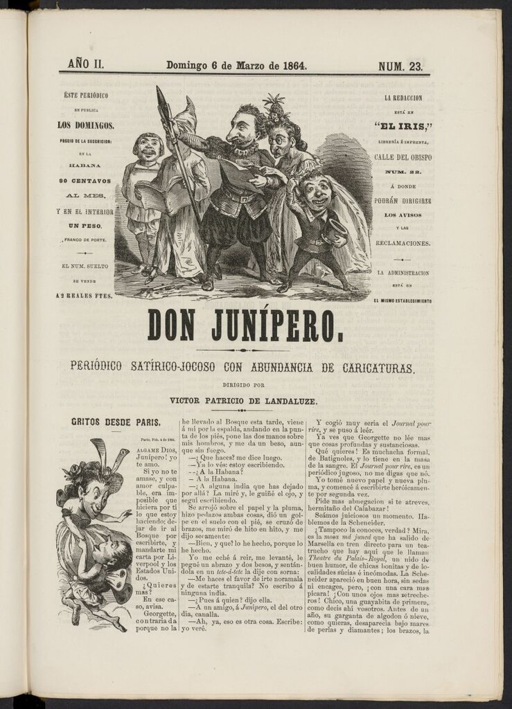 Miniatura de Don Junípero: periódico satírico jocoso con abundancia de caricaturas del 6 de marzo de 1864, nº 23