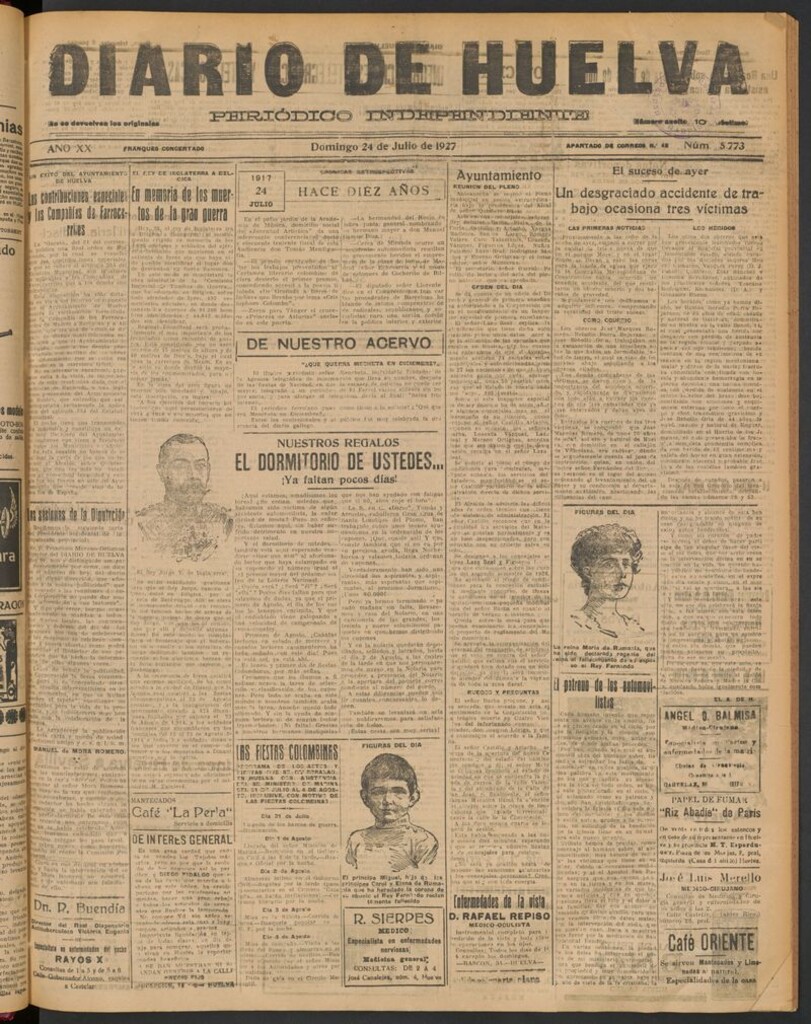 Miniatura de Diario de Huelva : periódico independiente del 24 de julio de 1927