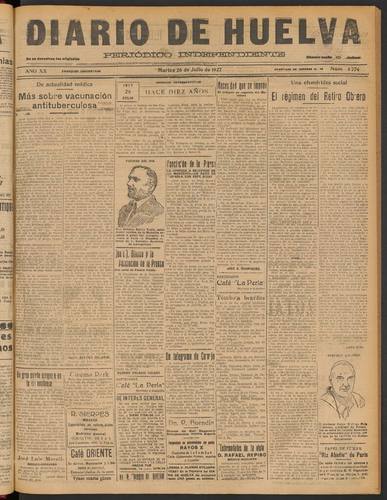 Miniatura de Diario de Huelva : periódico independiente del 26 de julio de 1927