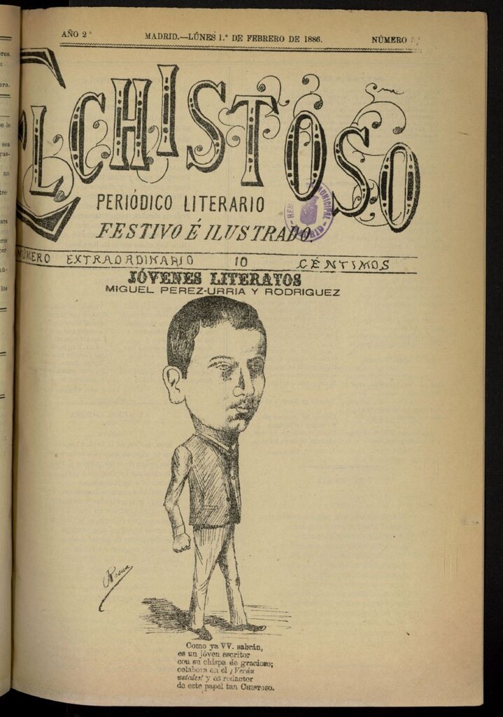 Miniatura de El Chistoso: periódico quincenal, literario y festivo del 1 de febrero de 1886