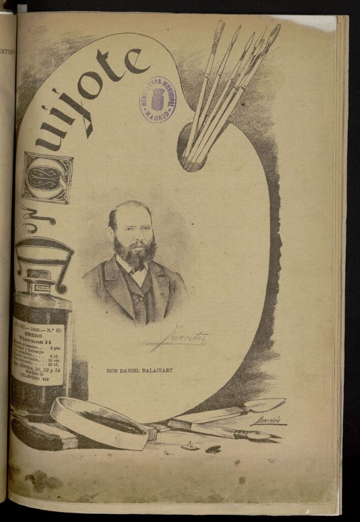 Miniatura de Don Quijote (Madrid, 1887) del 11 de enero de 1889