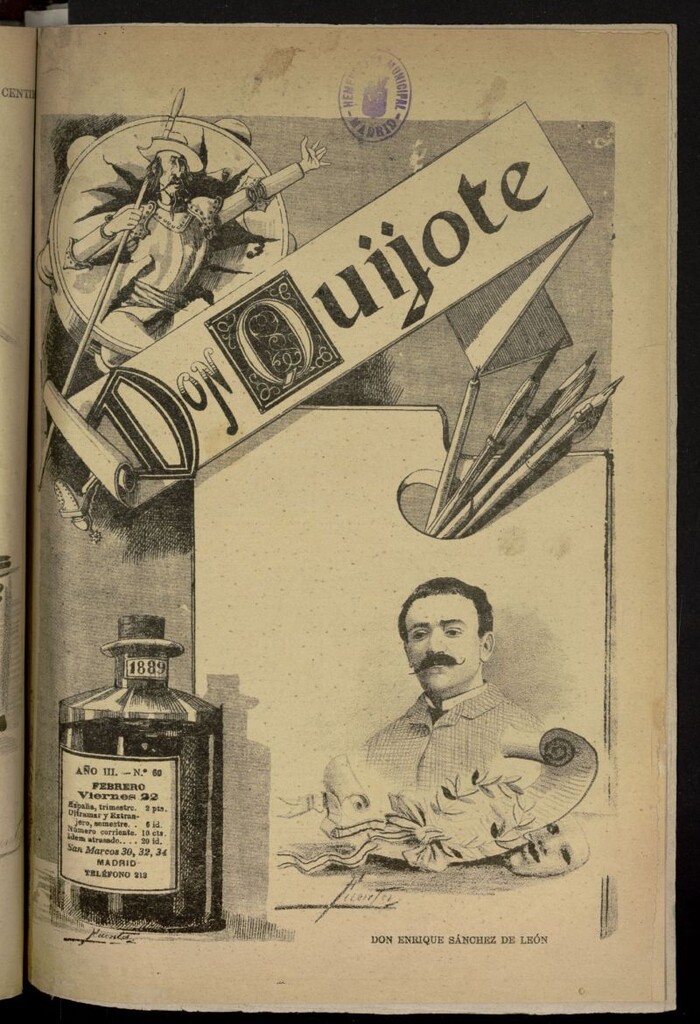 Miniatura de Don Quijote (Madrid, 1887) del 22 de febrero de 1889