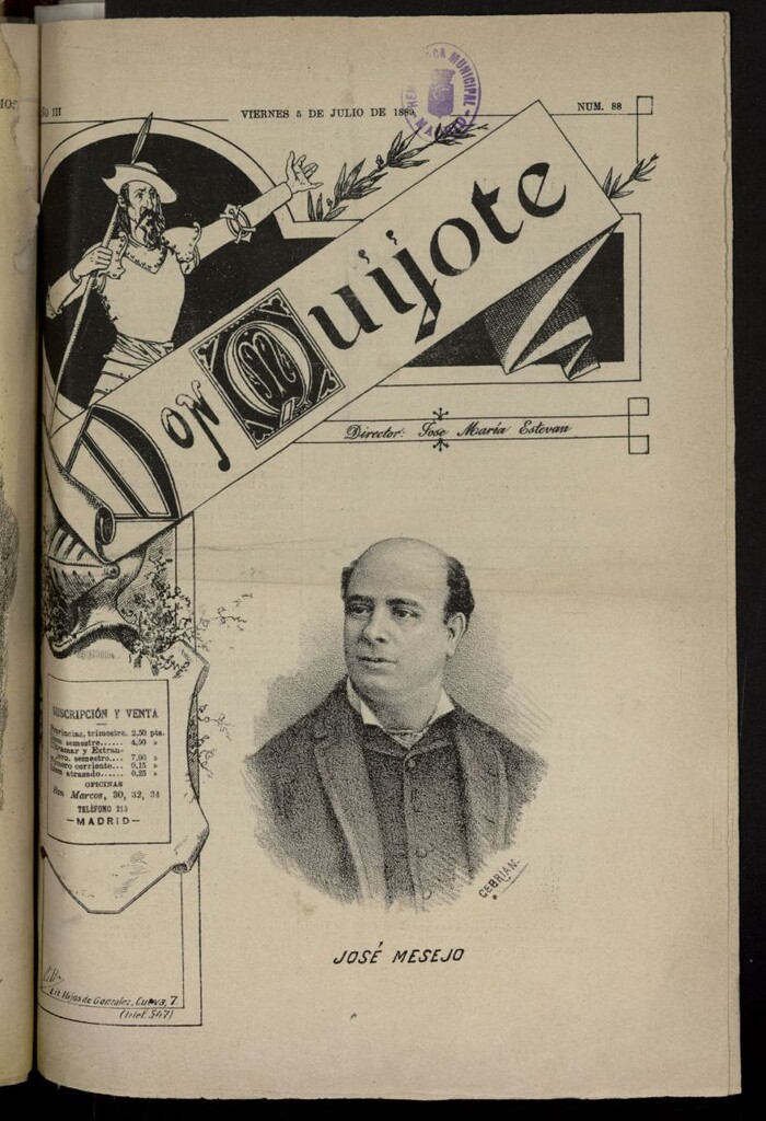 Miniatura de Don Quijote (Madrid, 1887) del 5 de julio de 1889