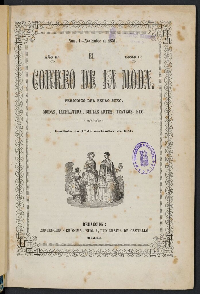 Miniatura de El Correo de la Moda: periódico del bello sexo de noviembre de 1851, nº 1