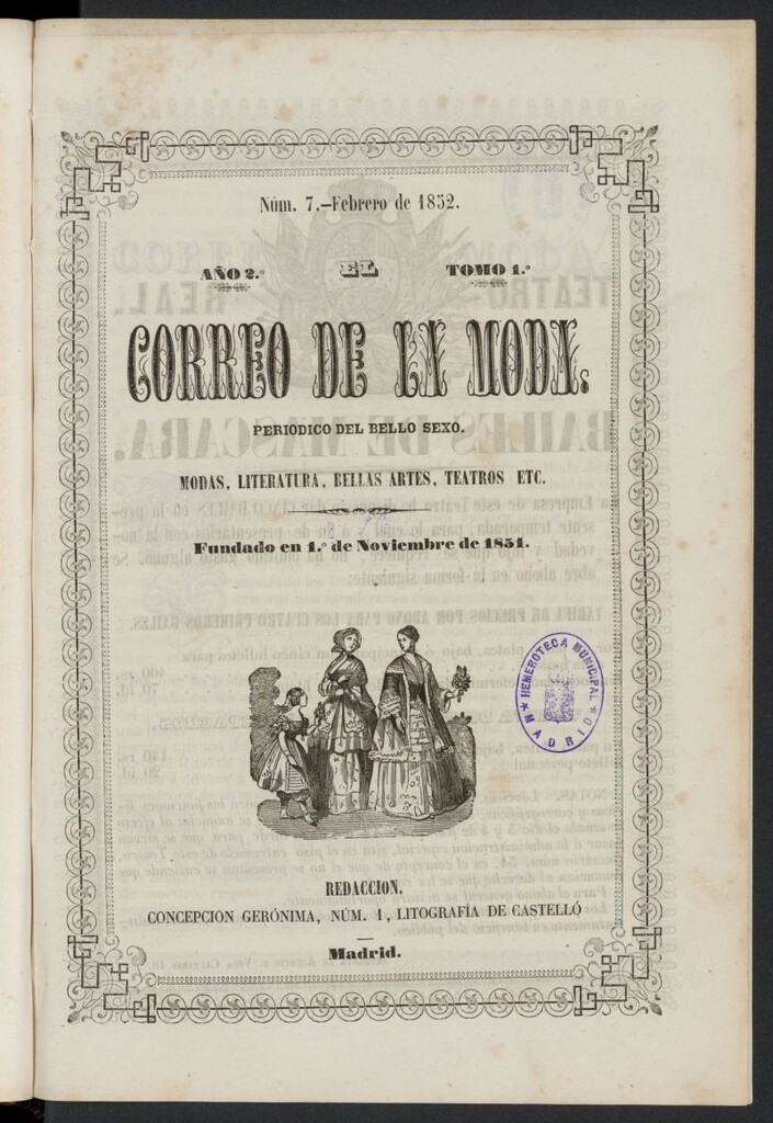 Miniatura de El Correo de la Moda: periódico del bello sexo de febrero de 1852, nº 7