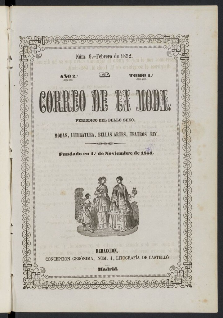 Miniatura de El Correo de la Moda: periódico del bello sexo de febrero de 1852, nº 9